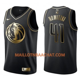 Maillot NBA Dallas Mavericks Dirk Nowitzki 41 Nike Noir Golden Edition Swingman - Homme